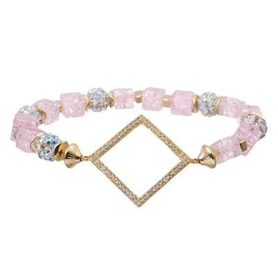 Le bracelet empilable de couche multi rose brillante de style de Boho a placé 6,5&quot; pour des femmes