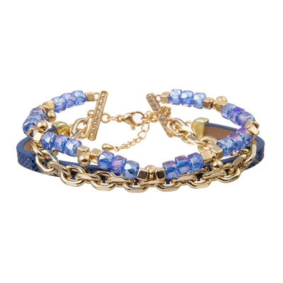 Crystal Handmade Beads Bracelets Set bleu brillant 6.5in réglables