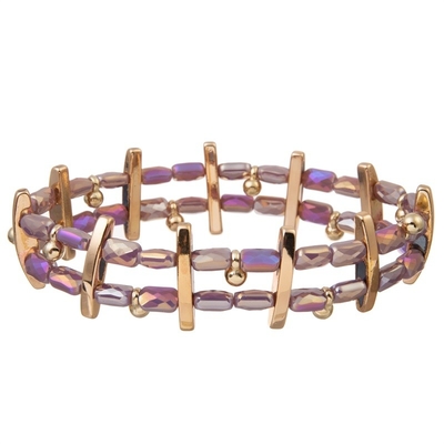 Bracelets perlés empilables Crystal Dainty Handmade de bout droit de graine en verre pourpre