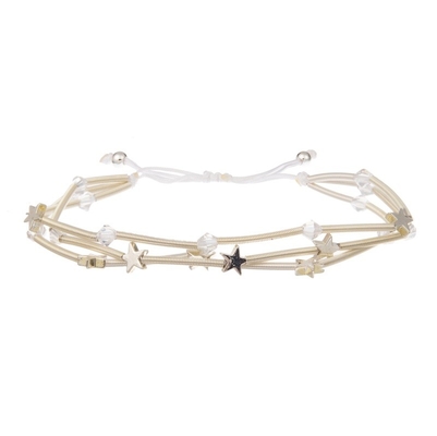 Les perles multi de Boho argentent le bracelet élastique perlé empilable pour la mode de ressort