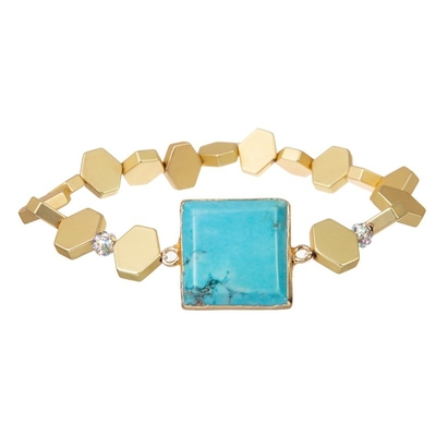 Bracelet élastique perlé de pile bleue multi de turquoise de la Bohême pour la mode d'été