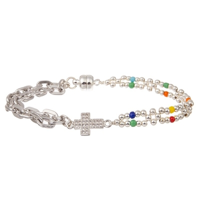 Les perles multi de Boho argentent le bracelet élastique perlé empilable pour la mode de ressort