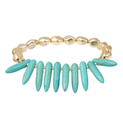 Bracelet élastique perlé de pile bleue multi de turquoise de la Bohême pour la mode d'été