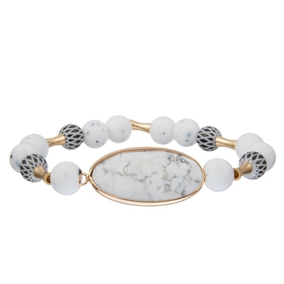 Soulagement blanc d'inquiétude de cadeau de santé mentale de turquoise de bracelet élastique naturel de charme