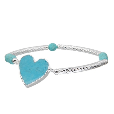 Cadeau en forme de coeur de santé mentale de turquoise d'inquiétude de soulagement d'amour naturel de bracelet