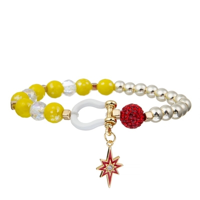 Le verre jaune a perlé empiler le fil en nylon extensible unisexe de bracelets