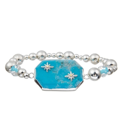 Bracelet naturel de soulagement d'inquiétude de turquoise d'étoiles argentées