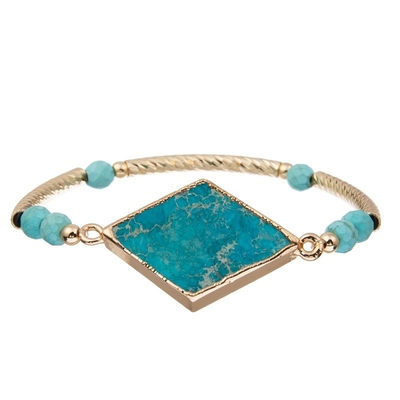 Bracelet intérieur Diamond Shaped naturel de guérison de turquoise d'équilibre de paix