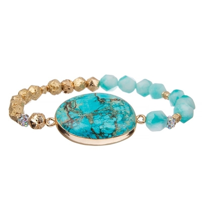 Ligne noire cadeau naturel de santé mentale de bracelet de protection d'énergie de perles de turquoise