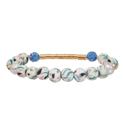 La silice de rayure de zèbre de barre en métal d'or perle l'ensemble fait main de bracelet extensible