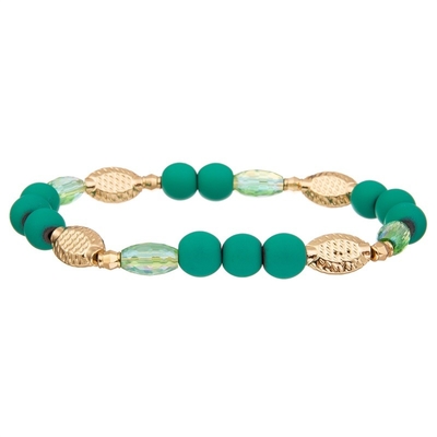 Délicatesse faite main empilable verte de Crystal Beads Minimalist Stretchy Bracelet