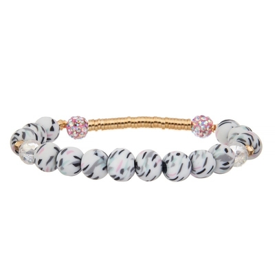 La silice de rayure de zèbre de barre en métal d'or perle l'ensemble fait main de bracelet extensible