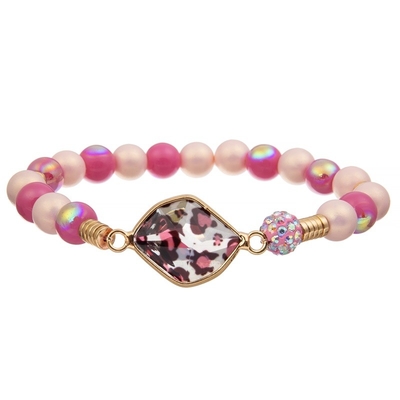 Cadeau fait main de Crystal Beads Stretchy Bracelet Stackable d'impression de léopard