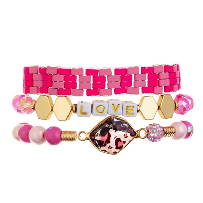Cadeau fait main de Crystal Beads Stretchy Bracelet Stackable d'impression de léopard
