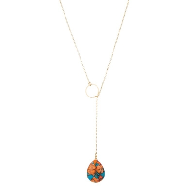 Collier de chaîne en or fait à la main en turquoise naturelle avec pendentif en forme de drap