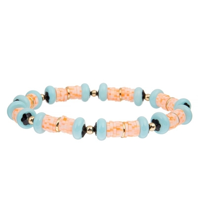 L'énergie Heishi orange perle le bracelet extensible adapté aux besoins du client pour Madame de mode