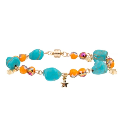 Turquoise bleue Crystal Bracelets With Magnetic Button extensible d'irrégularité