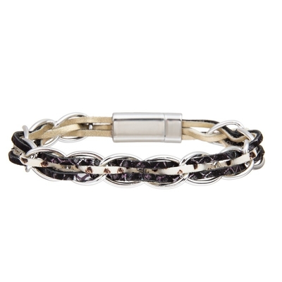Le bracelet empilable en cuir de point blanc de style de Boho a placé fait main pour le cadeau d'anniversaire