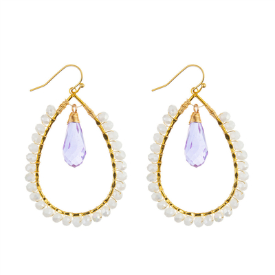 Les graines de raisin laissent tomber des couleurs multi formées de boucle d'oreille faite main de perles