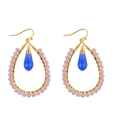 Les graines de raisin laissent tomber des couleurs multi formées de boucle d'oreille faite main de perles