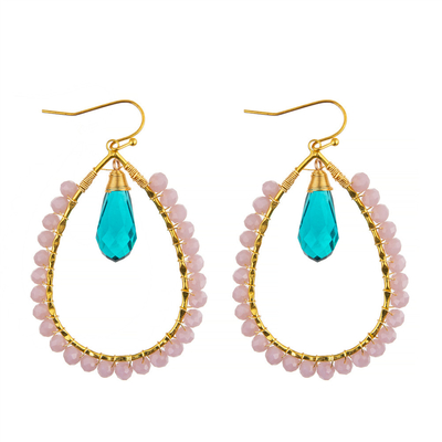 Les graines de raisin laissent tomber des couleurs multi formées de boucle d'oreille faite main de perles
