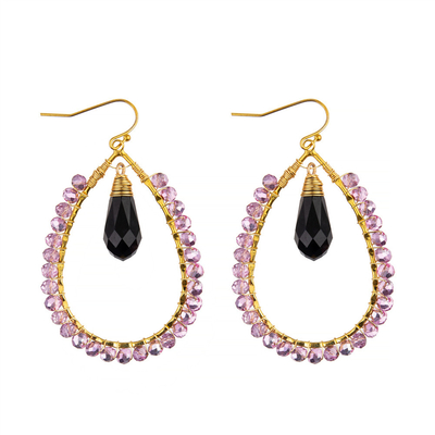 Les graines de raisin laissent tomber des couleurs multi formées de boucle d'oreille faite main de perles