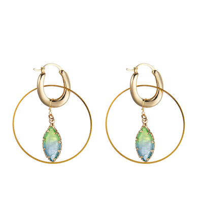 Le cercle simple américain européen de boucle de cercle balancent l'or pendant de boucles d'oreille plaqué pour des filles