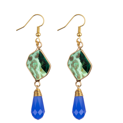 L'or a plaqué la forme irrégulière de Crystal Pendant Gemstone Stud Earrings d'impact pour des femmes