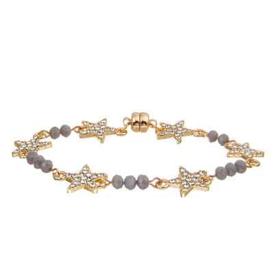 Étoile Crystal Beads Bracelet Gold Plated de la coutume six de femmes avec la boucle magnétique