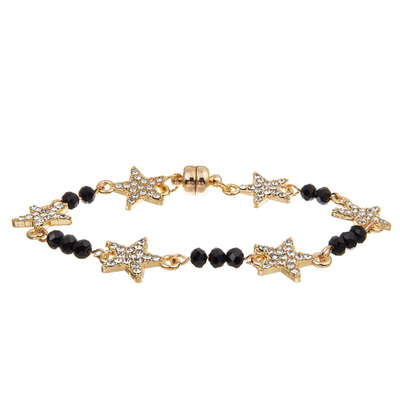 Étoile Crystal Beads Bracelet Gold Plated de la coutume six de femmes avec la boucle magnétique