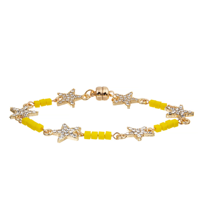 Étoile Crystal Beads Bracelet Gold Plated de la coutume six de femmes avec la boucle magnétique