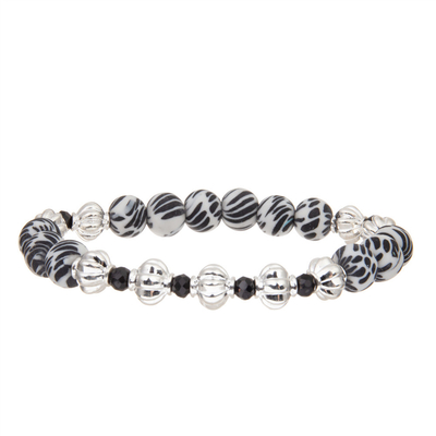 Bracelet en pierre de zèbre de charme fait main fait sur commande de rayure pour des accessoires de bijoux de dames