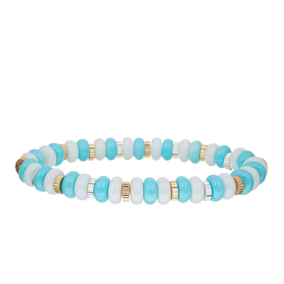 La pierre gemme de plage d'Amazonite faite main pavent des perles que les bracelets étirent réglable multicolore