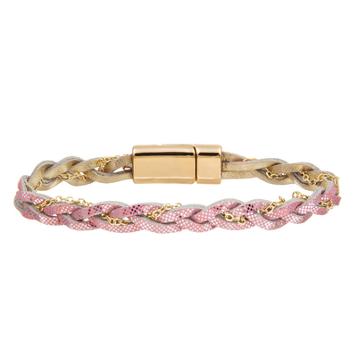 Le bracelet tressé en cuir véritable des femmes fait main avec le fermoir magnétique