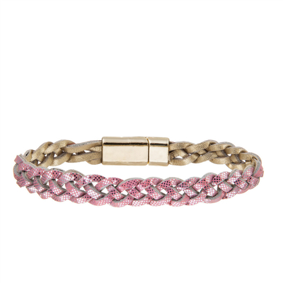 Le bracelet tressé en cuir véritable des femmes fait main avec le fermoir magnétique