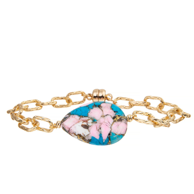 L'or de bijoux a plaqué le bracelet magnétique fait main de bracelet de maillon de chaîne de fermoir pour des femmes