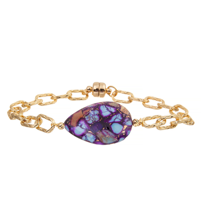 L'or de bijoux a plaqué le bracelet magnétique fait main de bracelet de maillon de chaîne de fermoir pour des femmes