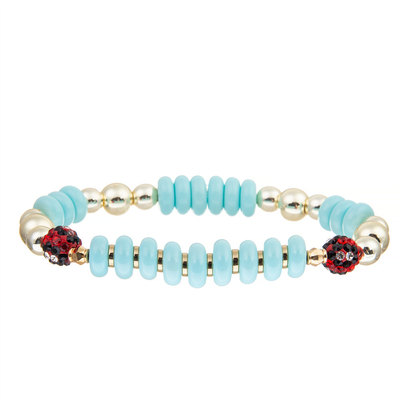 Bracelets rouges noirs de Diamond Balls Blue Handmade Beads pour le cadeau de la partie des femmes des hommes