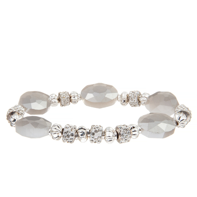Charmez le bracelet mou de fausse pierre de poterie de résine en plastique avec 5 perles facettées