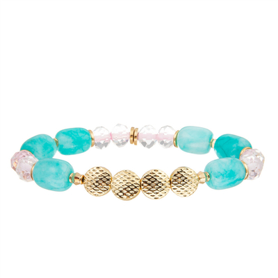 Le verre perle la résine de plastique le bracelet que mou de poterie avec de l'or a plaquée autour de concave