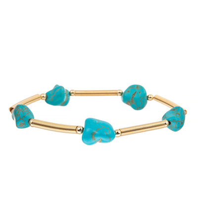 L'or irrégulier bleu de chaîne à maillons de ressort de bracelet de turquoise a plaqué
